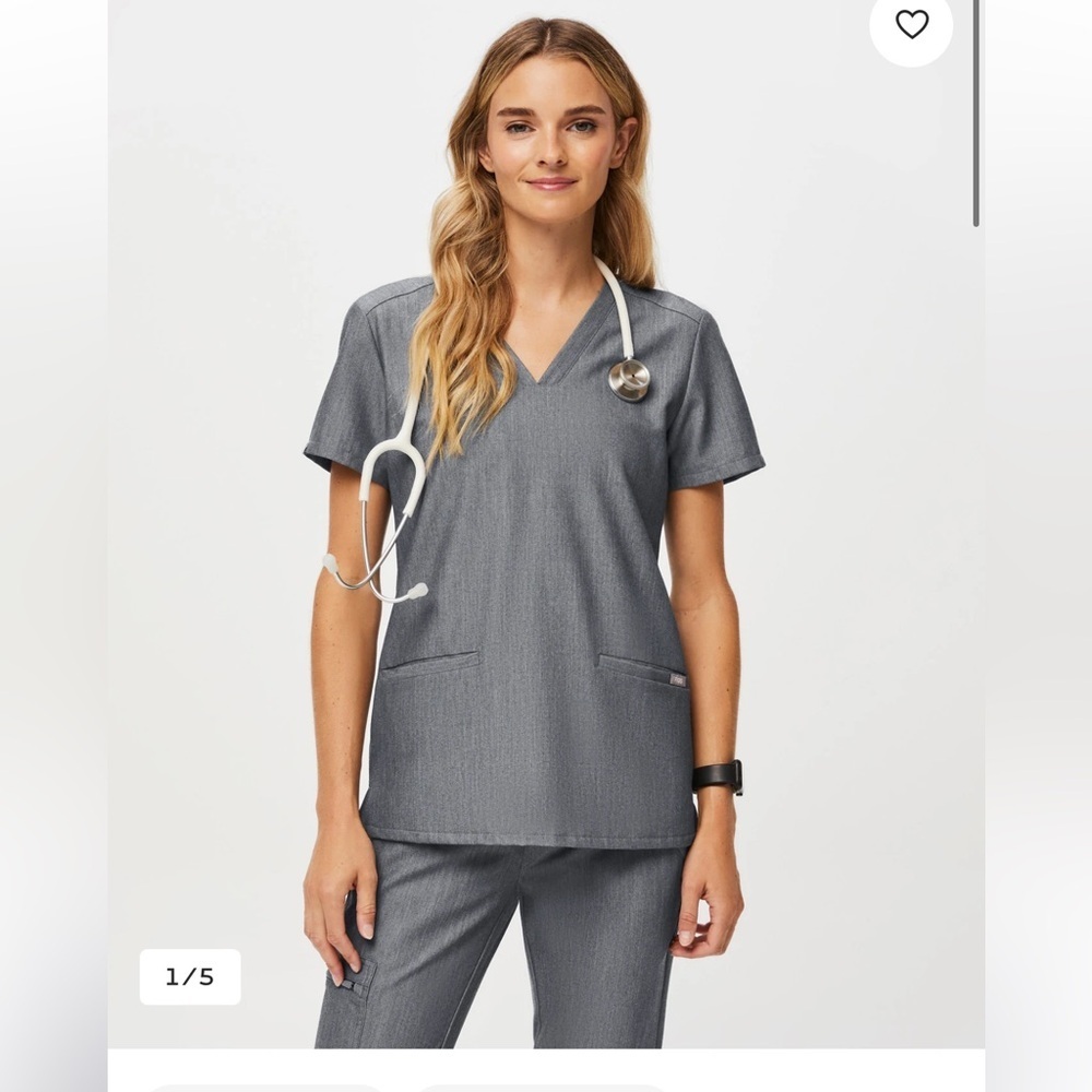 Figs Casma Scrub Top XS grey graphite